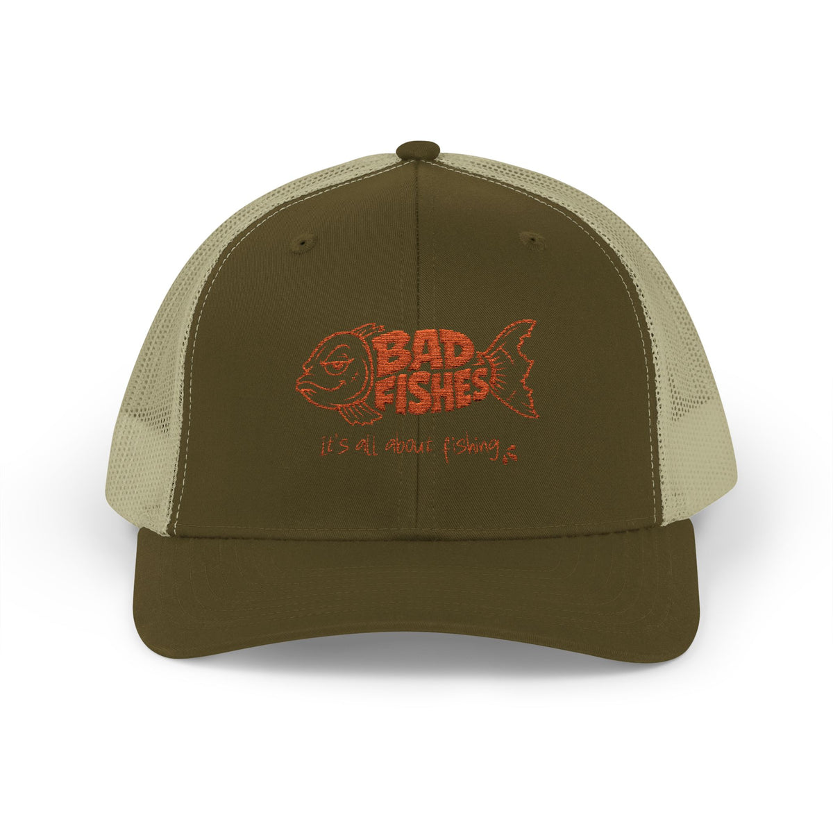 Bad Fishes — Trucker Cap Olive & Orange