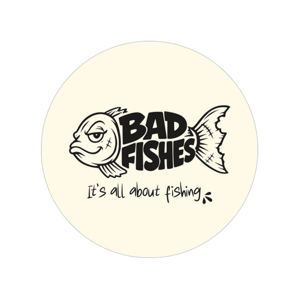 Bad Fishes — Round Sticker Ivory & Black