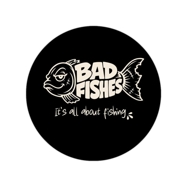 Bad Fishes — Round Sticker Black & White